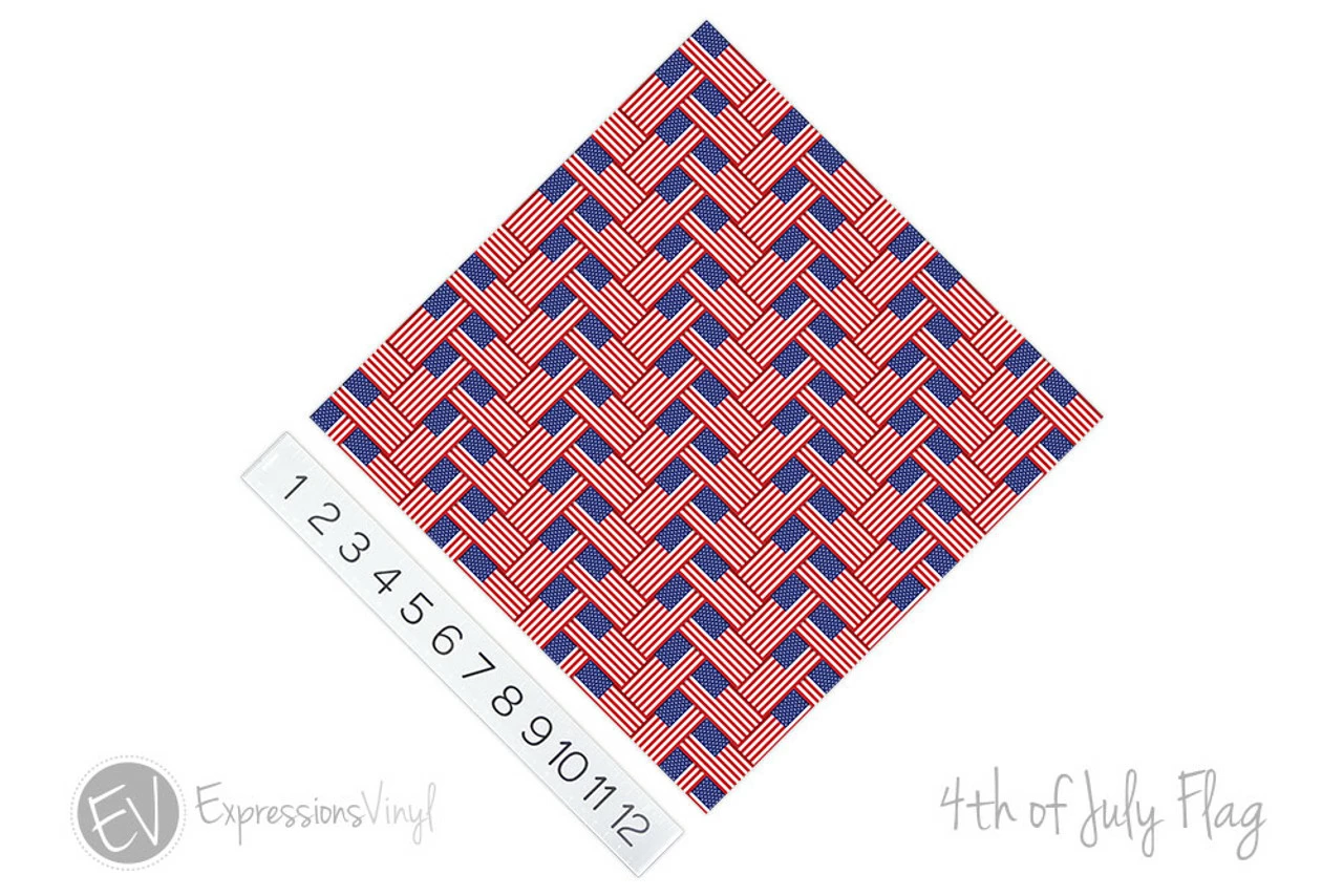12"x12" Patterned Heat Transfer Vinyl - 4th Of July Flag 4 12"x12" Patterned Heat Transfer Vinyl - 4th Of July Flag - Image 2