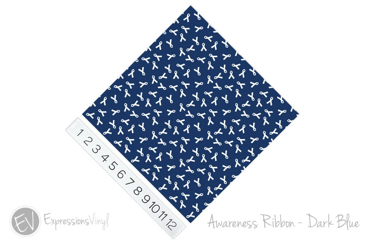 12"x12" Patterned Heat Transfer Vinyl - Awareness Ribbon - Dark Blue 4 12"x12" Patterned Heat Transfer Vinyl - Awareness Ribbon - Dark Blue - Image 2