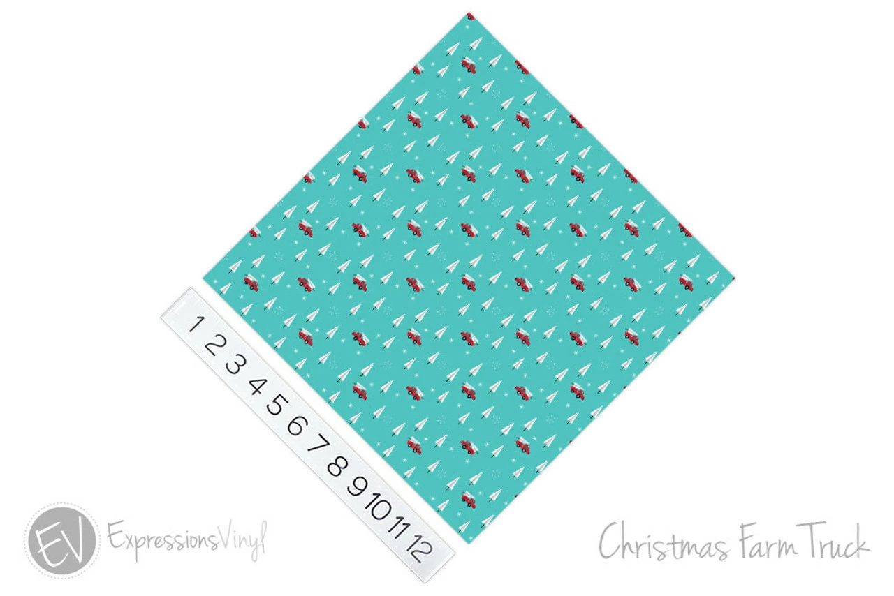 12"x12" Patterned Heat Transfer Vinyl - Christmas Farm Truck 4 12"x12" Patterned Heat Transfer Vinyl - Christmas Farm Truck - Image 2