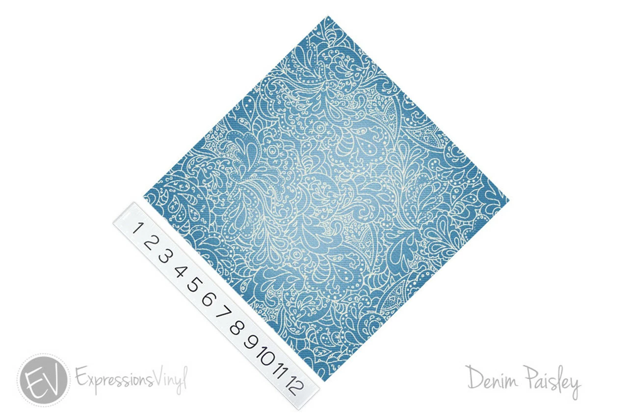 12"x12" Patterned Heat Transfer Vinyl - Denim Paisley 4 12"x12" Patterned Heat Transfer Vinyl - Denim Paisley - Image 2