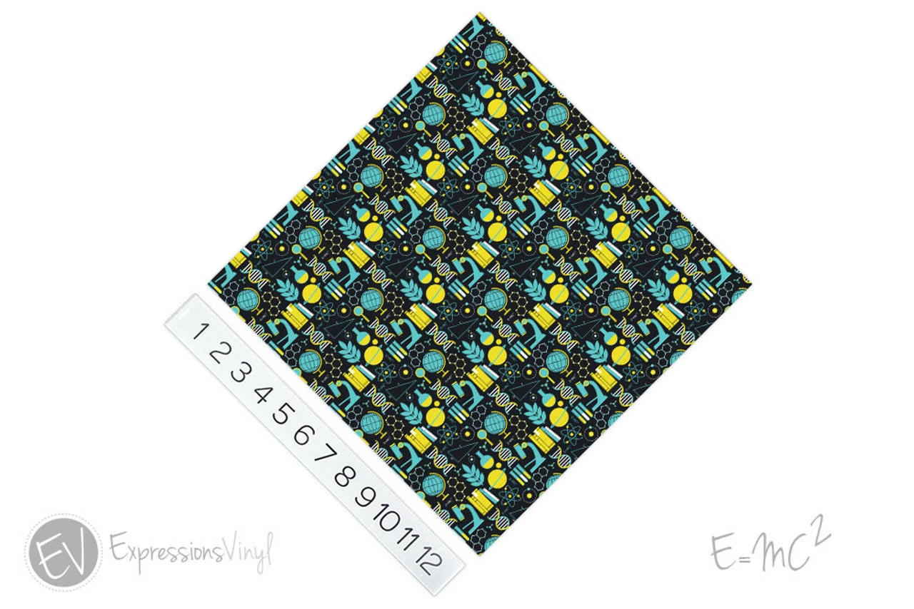 12"x12" Patterned Heat Transfer Vinyl - E=MC2 4 12"x12" Patterned Heat Transfer Vinyl - E=MC2 - Image 2