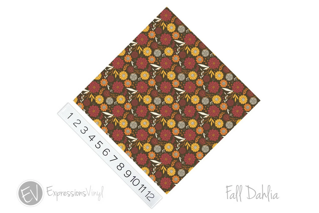 12"x12" Patterned Heat Transfer Vinyl - Fall Dahlia 4 12"x12" Patterned Heat Transfer Vinyl - Fall Dahlia - Image 2