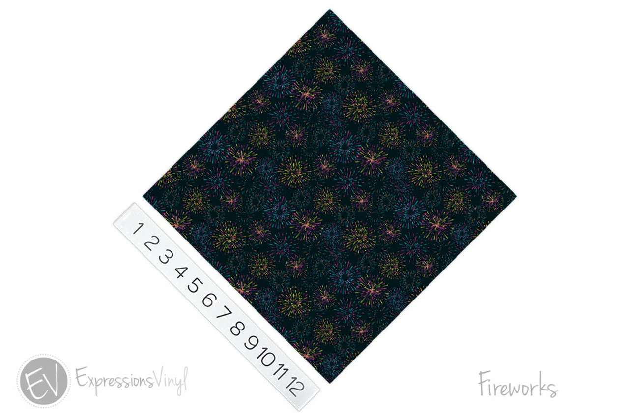 12"x12" Patterned Heat Transfer Vinyl - Fireworks 4 12"x12" Patterned Heat Transfer Vinyl - Fireworks - Image 2