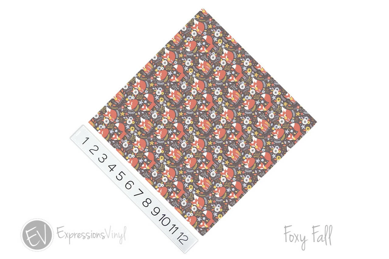 12"x12" Patterned Heat Transfer Vinyl - Foxy Fall 4 12"x12" Patterned Heat Transfer Vinyl - Foxy Fall - Image 2