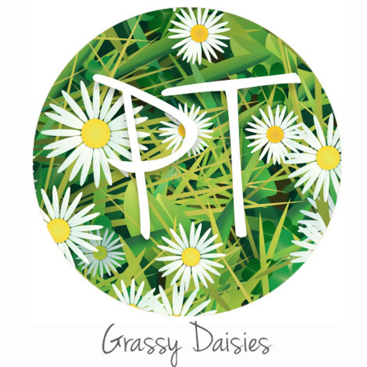 12"x12" Patterned Heat Transfer Vinyl - Grassy Daisies 3 12"x12" Patterned Heat Transfer Vinyl - Grassy Daisies