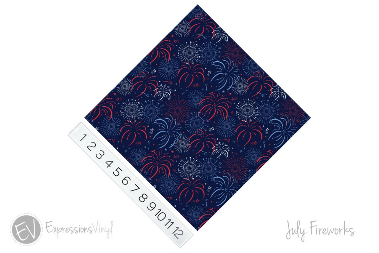 12"x12" Patterned Heat Transfer Vinyl - July Fireworks 4 12"x12" Patterned Heat Transfer Vinyl - July Fireworks - Image 2