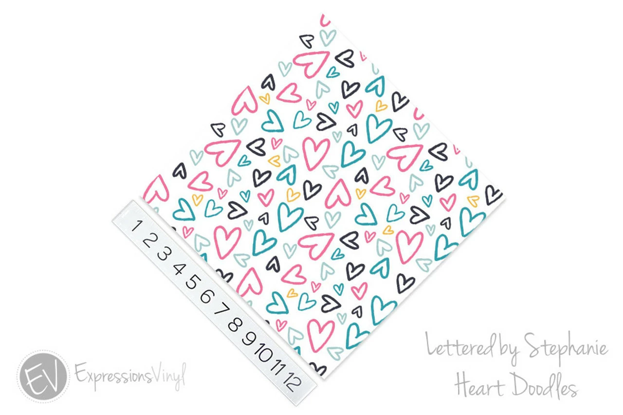 12"x12" Patterned Heat Transfer Vinyl - Heart Doodles (Lettered By Stephanie) 4 12"x12" Patterned Heat Transfer Vinyl - Heart Doodles (Lettered By Stephanie) - Image 2