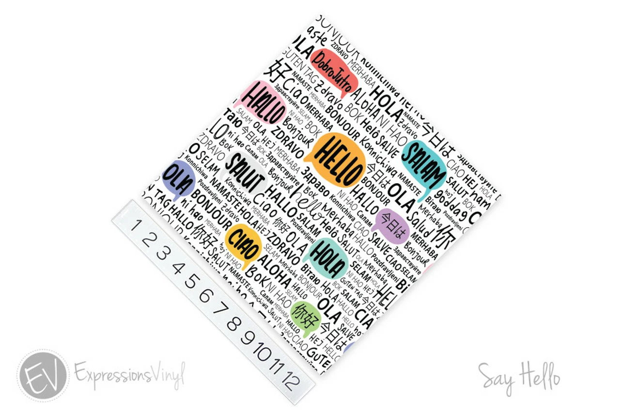 12"x12" Patterned Heat Transfer Vinyl - Say Hello 4 12"x12" Patterned Heat Transfer Vinyl - Say Hello - Image 2