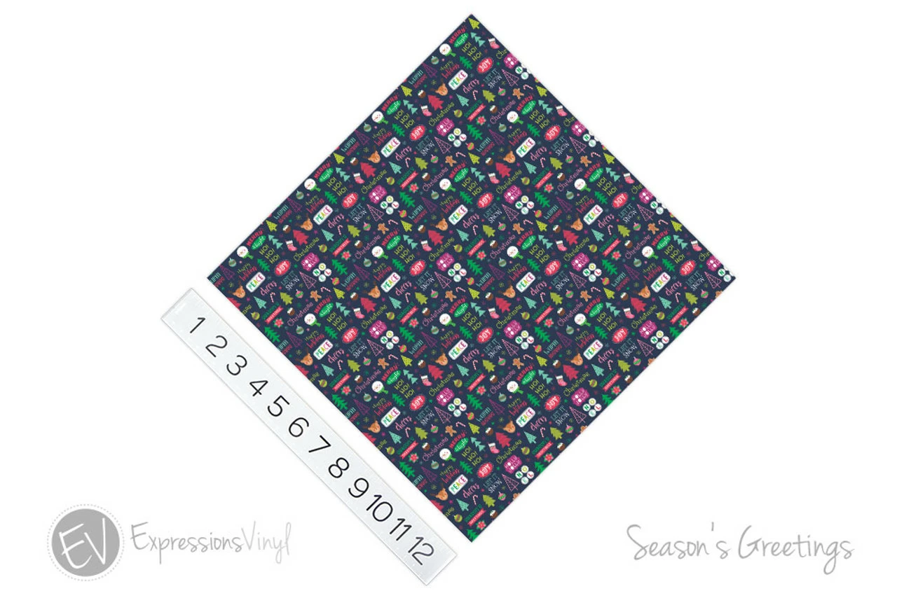 12"x12" Patterned Heat Transfer Vinyl - Season's Greetings 4 12"x12" Patterned Heat Transfer Vinyl - Season's Greetings - Image 2