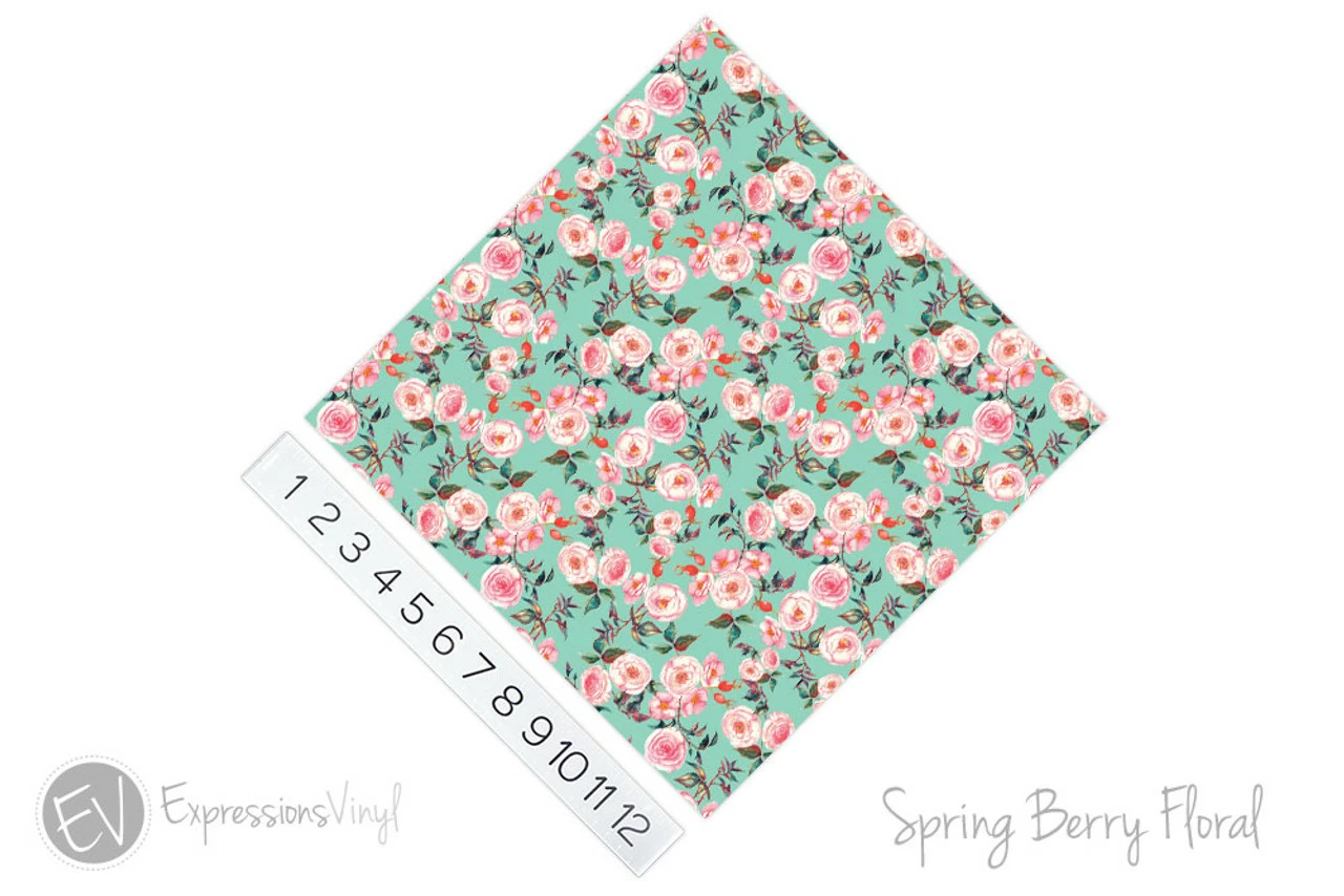 12"x12" Patterned Heat Transfer Vinyl - Spring Berry Floral 4 12"x12" Patterned Heat Transfer Vinyl - Spring Berry Floral - Image 2