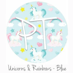 12"x12" Patterned Heat Transfer Vinyl - Unicorns & Rainbows - Blue