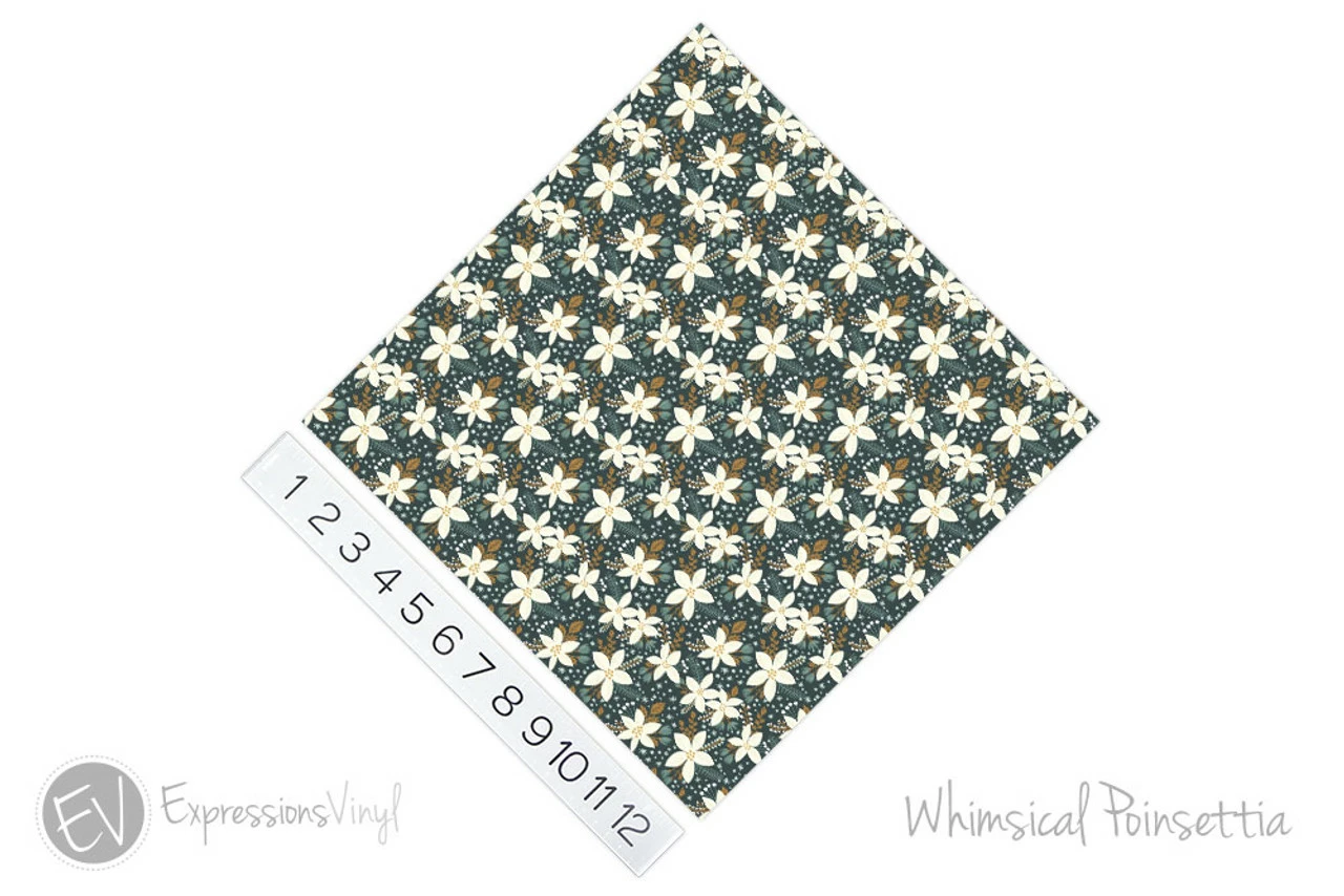12"x12" Patterned Heat Transfer Vinyl - Whimsical Poinsettia 4 12"x12" Patterned Heat Transfer Vinyl - Whimsical Poinsettia - Image 2