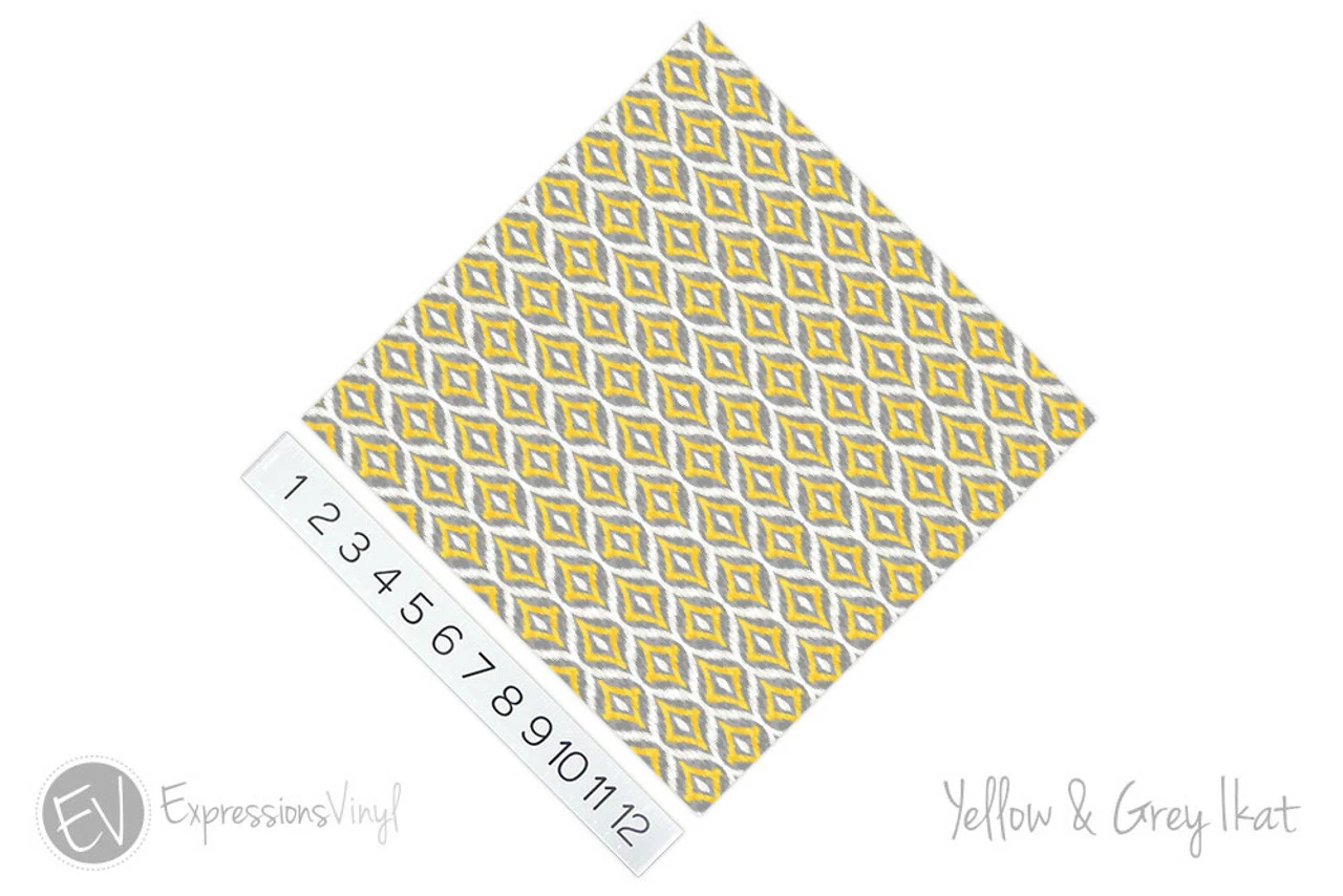 12"x12" Patterned Heat Transfer Vinyl - Yellow & Grey Ikat 4 12"x12" Patterned Heat Transfer Vinyl - Yellow & Grey Ikat - Image 2