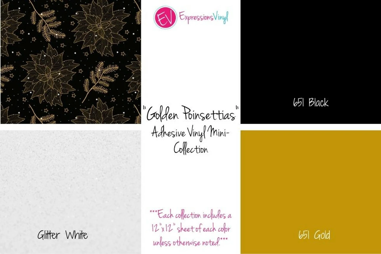 Golden Poinsettias - Adhesive Vinyl Mini-Collection 3 Golden Poinsettias - Adhesive Vinyl Mini-Collection
